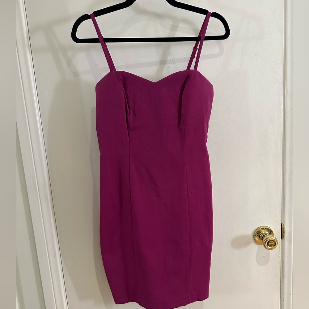 Forever21 magenta/pink mini/Midi spaghetti strap dress slit in back bottoms.